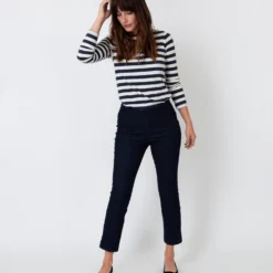 Faye Flare Cropped Pant In Indigo Stretch Denim -Modezzia Sales S52041 4