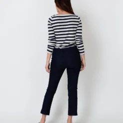 Faye Flare Cropped Pant In Indigo Stretch Denim -Modezzia Sales S52041 7