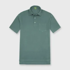 Short-Sleeved Polo In Dark Spruce Pima Pique