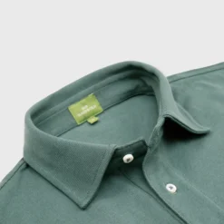 Short-Sleeved Polo In Dark Spruce Pima Pique -Modezzia Sales S54070 2