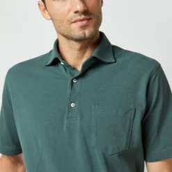 Short-Sleeved Polo In Dark Spruce Pima Pique -Modezzia Sales S54070 446