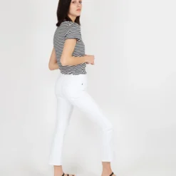 Short-Sleeved Deep-V Tee In Navy/Natural Stripe Jersey 12 Short-Sleeved Deep-V Tee In Navy/Natural Stripe Jersey -Modezzia Sales S54854 3