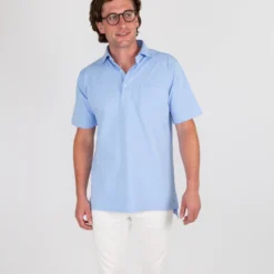 Short-Sleeved Polo In Light Blue Pima Pique 9 Short-Sleeved Polo In Light Blue Pima Pique -Modezzia Sales S54992 5