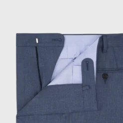 Dress Trouser In Blue Wool Hopsack -Modezzia Sales S55279 3