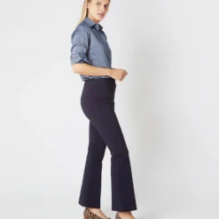 Faye Flare Cropped Pant In Navy Ponte Knit -Modezzia Sales S55739 3