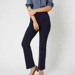 Faye Flare Cropped Pant In Navy Ponte Knit -Modezzia Sales S55739 6