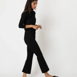 Faye Flare Cropped Pant In Black Ponte Knit -Modezzia Sales S55740 3
