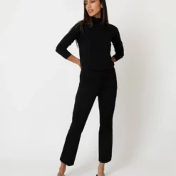 Faye Flare Cropped Pant In Black Ponte Knit -Modezzia Sales S55740 5