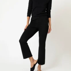 Faye Flare Cropped Pant In Black Ponte Knit -Modezzia Sales S55740 6