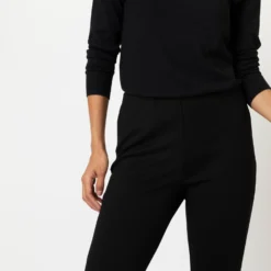Faye Flare Cropped Pant In Black Ponte Knit -Modezzia Sales S55740 7