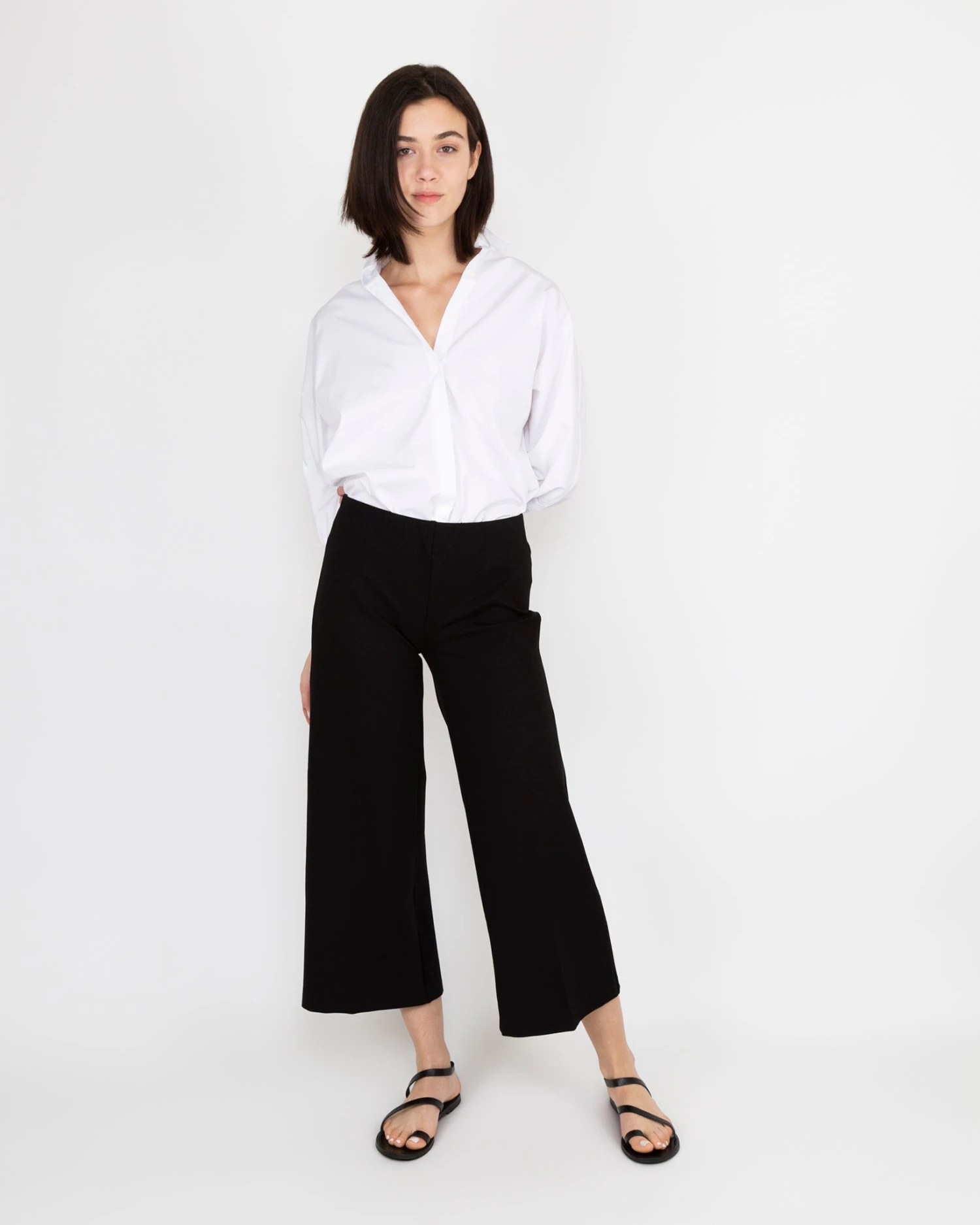Faye Wide-Leg Cropped Pant In Black Ponte Knit 4 Faye Wide-Leg Cropped Pant In Black Ponte Knit - Image 2