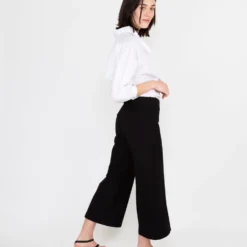 Faye Wide-Leg Cropped Pant In Black Ponte Knit 8 Faye Wide-Leg Cropped Pant In Black Ponte Knit -Modezzia Sales S55744 3