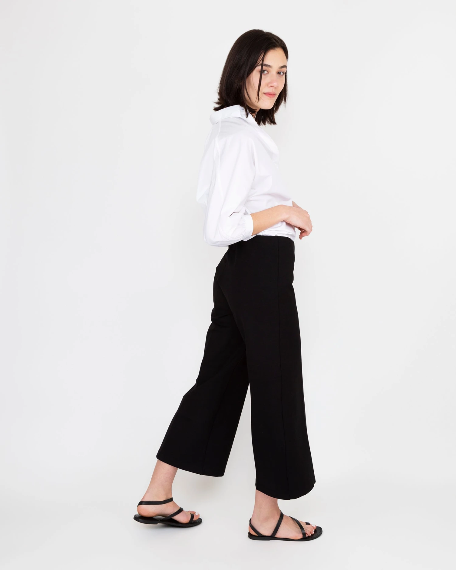 Faye Wide-Leg Cropped Pant In Black Ponte Knit 5 Faye Wide-Leg Cropped Pant In Black Ponte Knit - Image 3