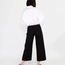 Faye Wide-Leg Cropped Pant In Black Ponte Knit 9 Faye Wide-Leg Cropped Pant In Black Ponte Knit -Modezzia Sales S55744 4