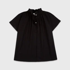 Atelier Kami Top In Black Stretch Poplin