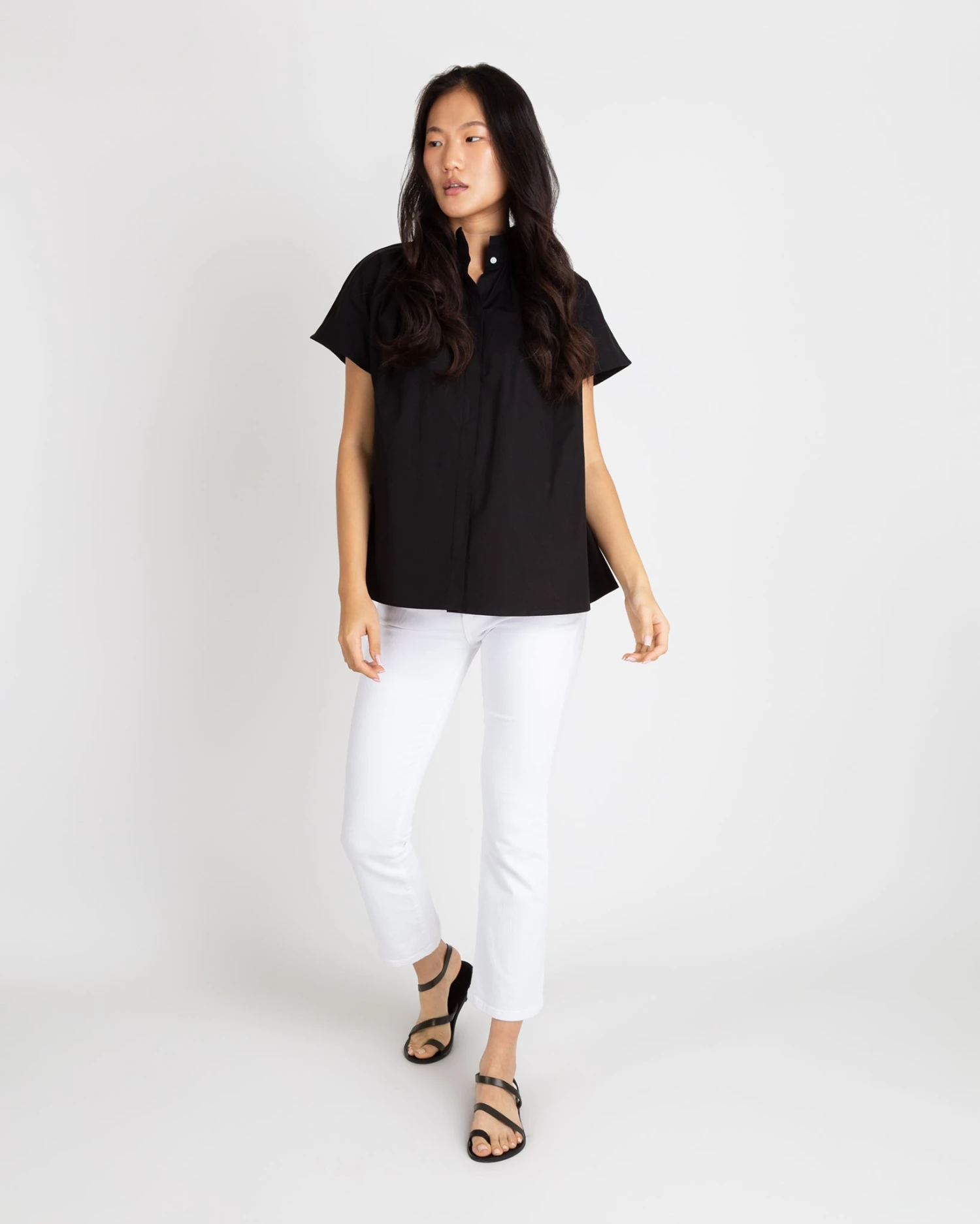 Atelier Kami Top In Black Stretch Poplin 4 Atelier Kami Top In Black Stretch Poplin - Image 2