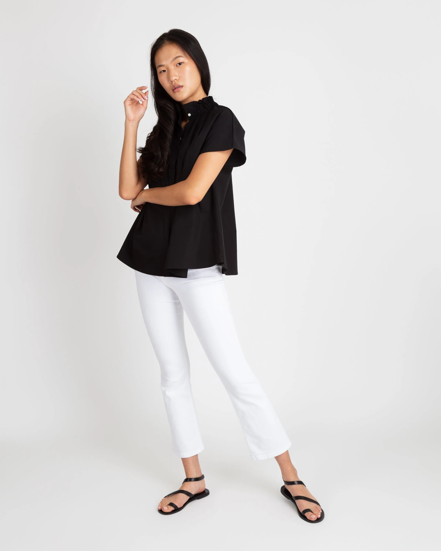 Atelier Kami Top In Black Stretch Poplin 8 Atelier Kami Top In Black Stretch Poplin - Image 6