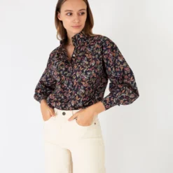 Anaya Popover Shirt In Berry Bittersweet Liberty Fabric -Modezzia Sales S56029 6
