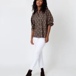 Volume Kimono Shirt In Olive/Berry Multi Persephone Liberty Fabric 10 Volume Kimono Shirt In Olive/Berry Multi Persephone Liberty Fabric -Modezzia Sales S57787 2