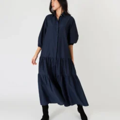 Isla Shirtdress In Navy Habotai 14 Isla Shirtdress In Navy Habotai -Modezzia Sales S57830 2