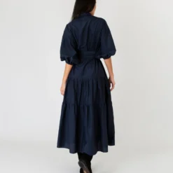 Isla Shirtdress In Navy Habotai 11 Isla Shirtdress In Navy Habotai -Modezzia Sales S57830 5