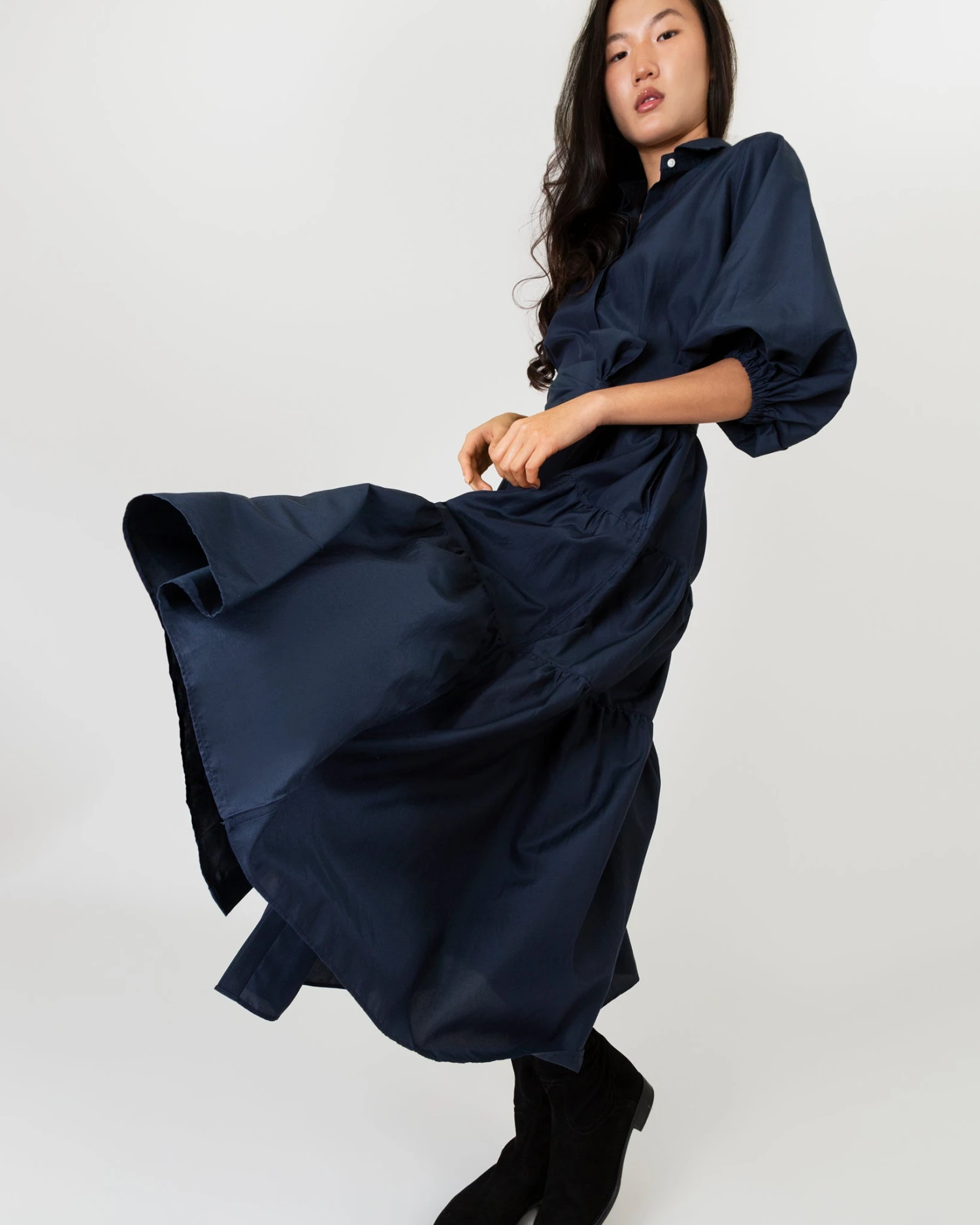 Isla Shirtdress In Navy Habotai 7 Isla Shirtdress In Navy Habotai - Image 5
