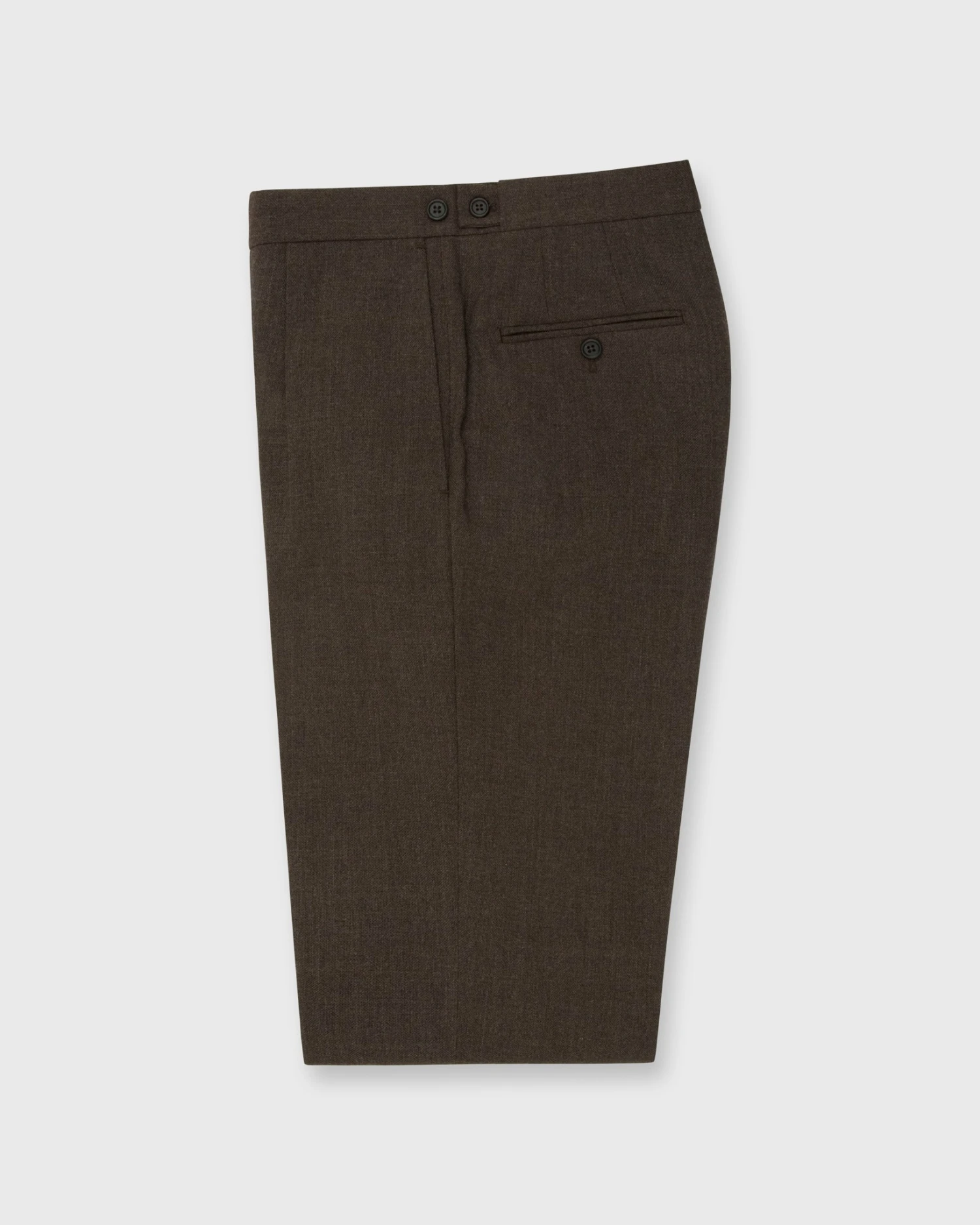 Pleated Dress Trouser In Coffee Wool Hopsack 4 Pleated Dress Trouser In Coffee Wool Hopsack - Image 2