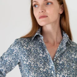 Tomboy Popover Shirt In Blue Multi June's Meadow Liberty Fabric 15 Tomboy Popover Shirt In Blue Multi June's Meadow Liberty Fabric -Modezzia Sales S57988 7