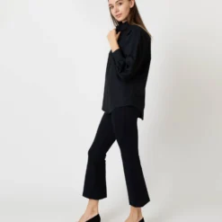 Anaya Popover Shirt In Black Poplin -Modezzia Sales S59301 3