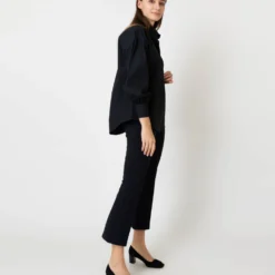 Anaya Popover Shirt In Black Poplin -Modezzia Sales S59301 4
