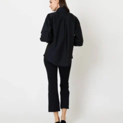Anaya Popover Shirt In Black Poplin -Modezzia Sales S59301 5