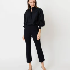 Anaya Popover Shirt In Black Poplin -Modezzia Sales S59301 8