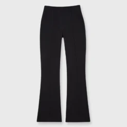 Faye Flare Cropped Pant In Black Waffle Crepe