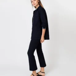 Faye Flare Cropped Pant In Ink Waffle Crepe 21 Faye Flare Cropped Pant In Ink Waffle Crepe -Modezzia Sales S60049 10