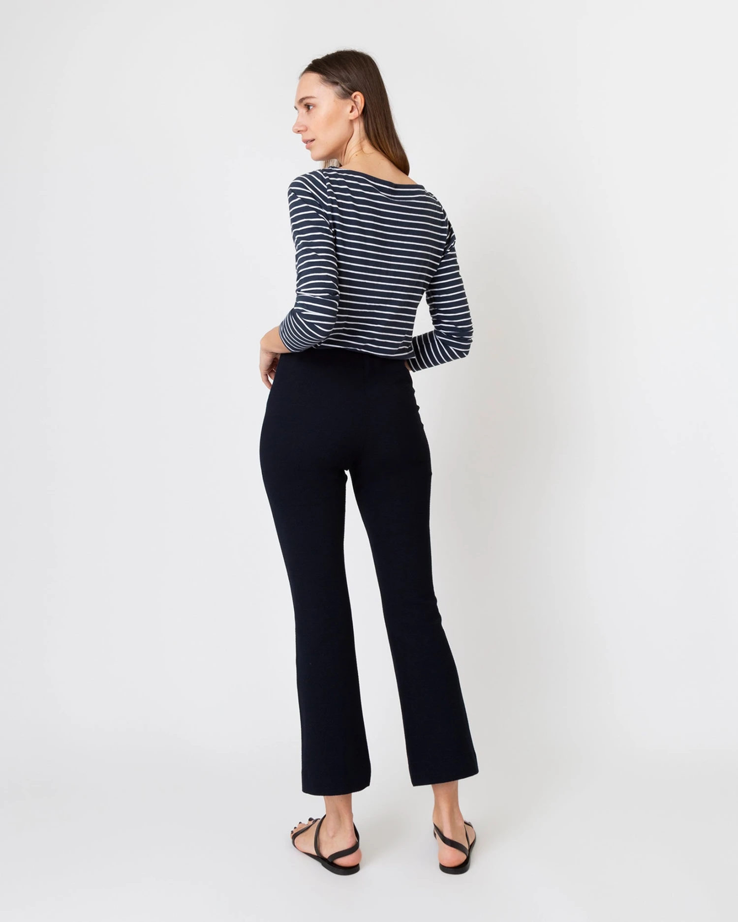 Faye Flare Cropped Pant In Ink Waffle Crepe 6 Faye Flare Cropped Pant In Ink Waffle Crepe - Image 4