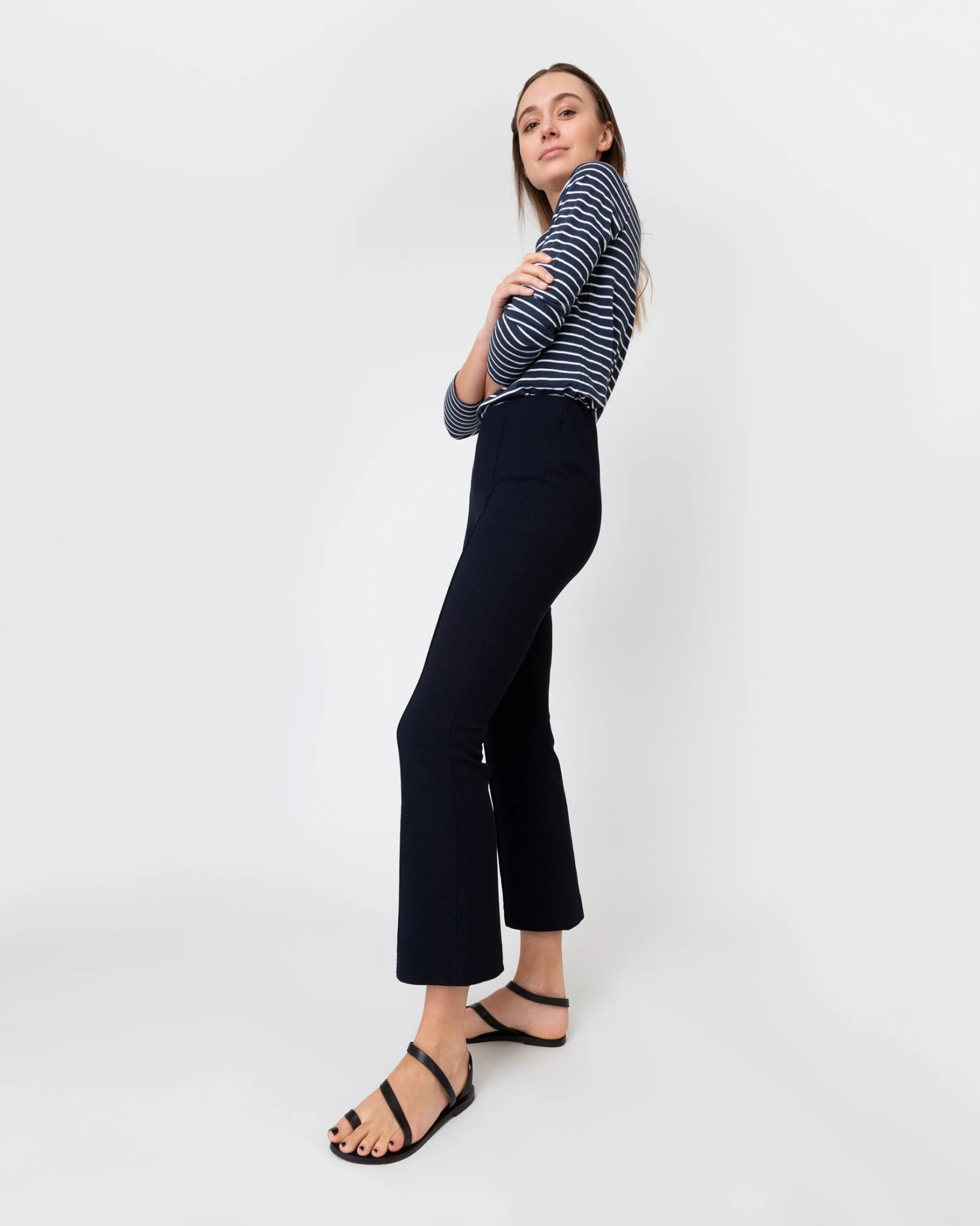 Faye Flare Cropped Pant In Ink Waffle Crepe 7 Faye Flare Cropped Pant In Ink Waffle Crepe - Image 5