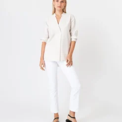 Nyala Shirt In Taupe Horizontal Stripe Seersucker 10 Nyala Shirt In Taupe Horizontal Stripe Seersucker -Modezzia Sales S60581 2