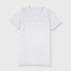 Short-Sleeved Relaxed Tee In White/Heather Grey Stripe Jersey 1 Short-Sleeved Relaxed Tee In White/Heather Grey Stripe Jersey -Modezzia Sales S60592 1