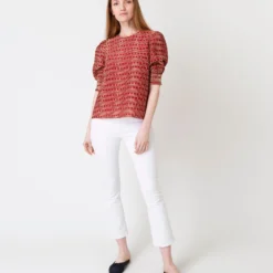 Renata Top In Red/Natural Rustic Jacquard 10 Renata Top In Red/Natural Rustic Jacquard -Modezzia Sales S61188 2
