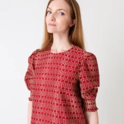 Renata Top In Red/Natural Rustic Jacquard 12 Renata Top In Red/Natural Rustic Jacquard -Modezzia Sales S61188 4
