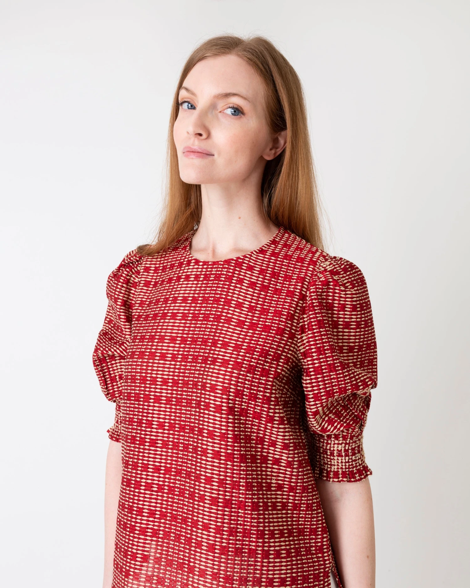 Renata Top In Red/Natural Rustic Jacquard 6 Renata Top In Red/Natural Rustic Jacquard - Image 4