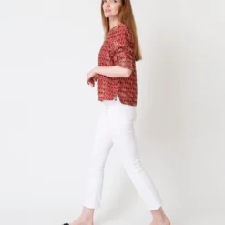 Renata Top In Red/Natural Rustic Jacquard 13 Renata Top In Red/Natural Rustic Jacquard -Modezzia Sales S61188 5