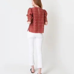 Renata Top In Red/Natural Rustic Jacquard 14 Renata Top In Red/Natural Rustic Jacquard -Modezzia Sales S61188 6