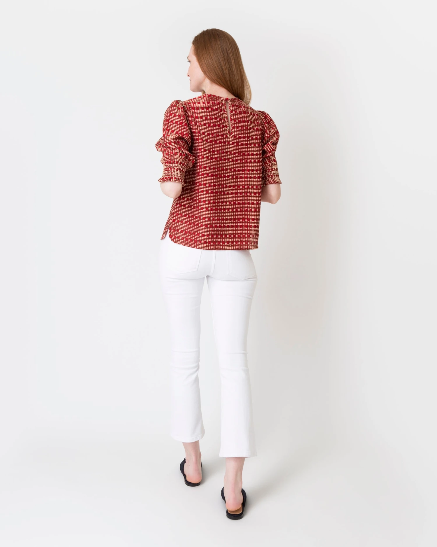 Renata Top In Red/Natural Rustic Jacquard 8 Renata Top In Red/Natural Rustic Jacquard - Image 6