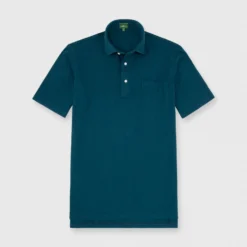 Short-Sleeved Polo In Heather Lake Pique