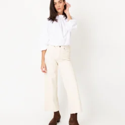 Kamille Blouson-Sleeve Top In White Poplin -Modezzia Sales S64848 5