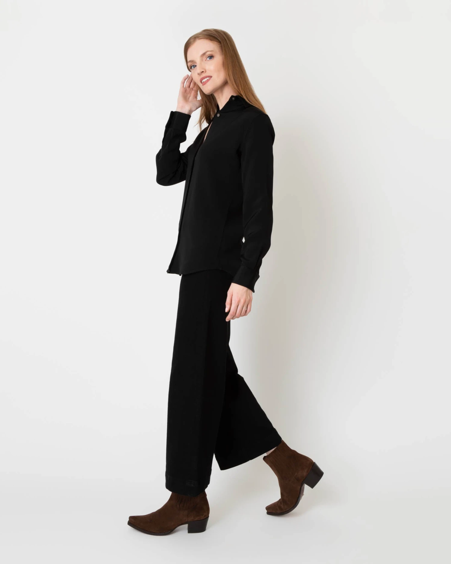 Icon Blouse In Black Silk Crepe De Chine 7 Icon Blouse In Black Silk Crepe De Chine - Image 5