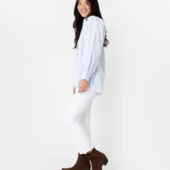 Indira Bib-Front Tunic In Sky Poplin -Modezzia Sales S64900 3