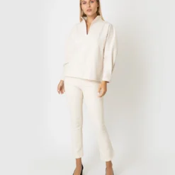 Violet Top In Bisque Bi-Stretch Tricotine -Modezzia Sales S64903 6