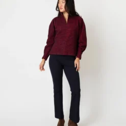 Violet Top In Red/Navy Houndstooth Brushed Knit -Modezzia Sales S64927 2